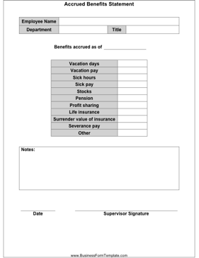 Accrued Benefits Statement