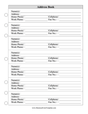 Address Book Large Print