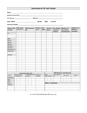 Adult Vaccination and TB Test Tracker