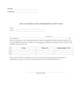 Advance Designation Of Representative Payee