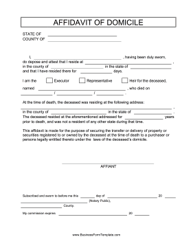 Affidavit Of Domicile