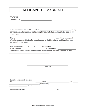 Affidavit Of Marriage