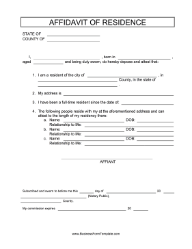 Affidavit Of Residence