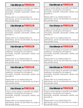 Allergy Card Penicillin