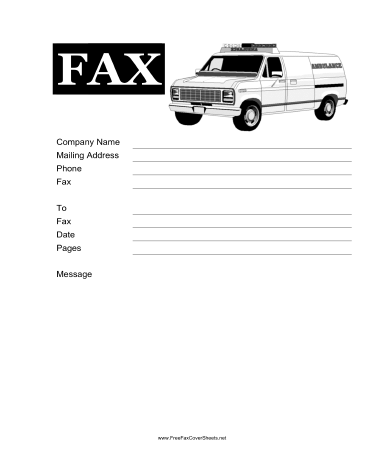 Ambulance fax cover sheet