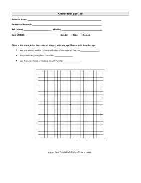 Amsler Grid Eye Test Chart