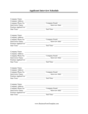 Applicant Interview Schedule