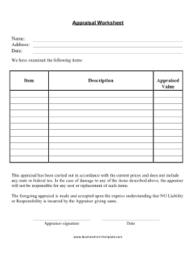 Appraisal Worksheet