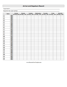 Arrival And Departure Record