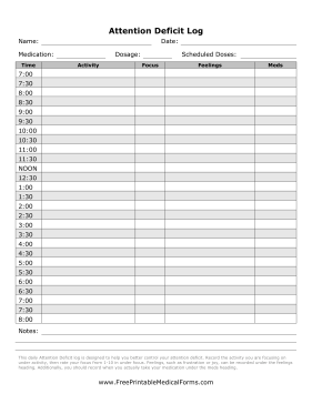 Attention Deficit Log