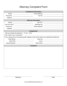 Attorney Complaint Form