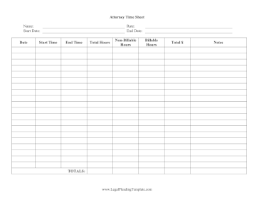 Attorney Time Sheet