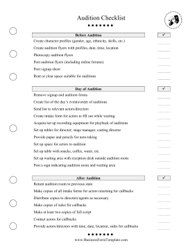 Audition Checklist