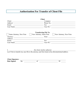 Authorization for Transfer of Client File