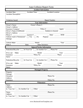 Auto Collision Report Form