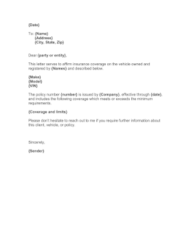 Auto Insurance Verification Letter