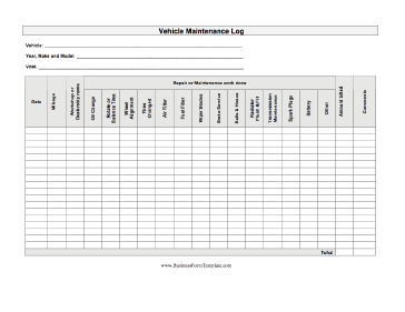 Auto Maintenance Log