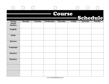 BW Student Planner Course Schedule