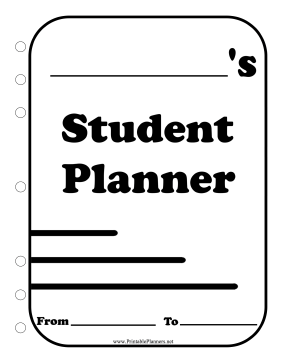 BW Student Planner Cover Page