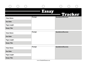 BW Student Planner Essay Tracker