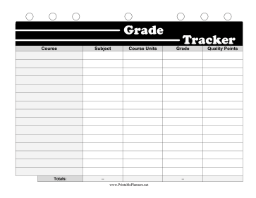 BW Student Planner Grade Tracker