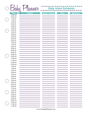 Baby Planner Infant Schedule