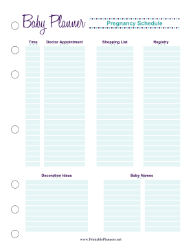 Baby Planner Pregnancy Schedule