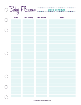 Baby Planner Sleep Schedule