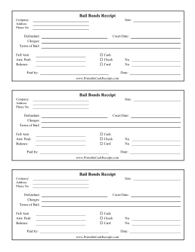 Bail Bonds Receipt