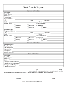 Bank Transfer Request Template