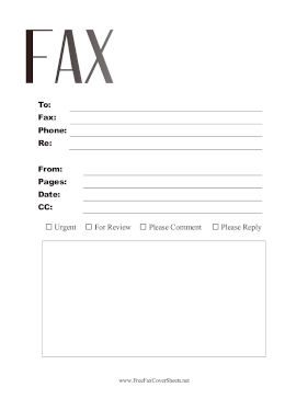 Basic Fax Large Print fax cover sheet