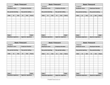 Basic Timecard Mini Time Card