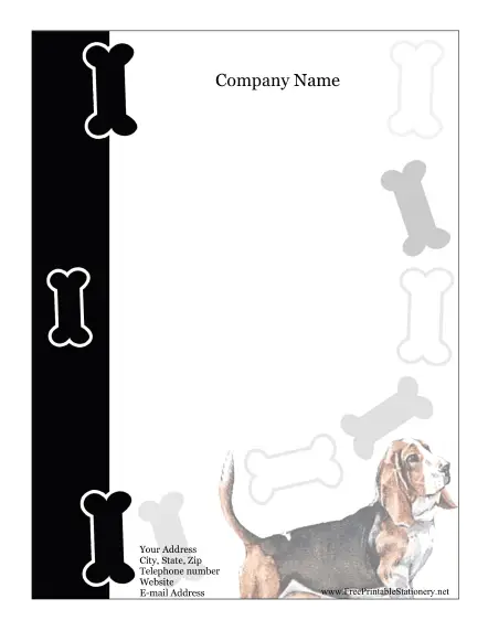 Basset Hound stationery design