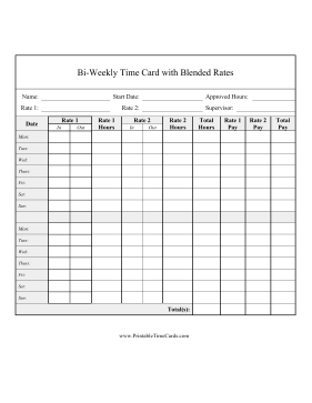 Bi-Weekly Time Card 2 Blended Rates