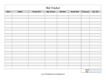 Bid Tracker Template