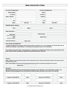 Bill Of Sale