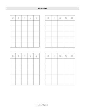 Printable Bingo Grid Scoresheet