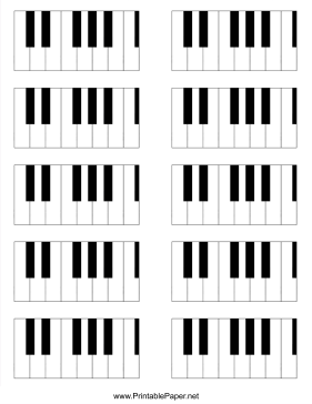 Printable Blank Piano One Octave