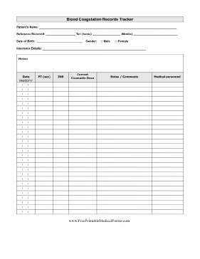 Blood Coagulation Records Tracker