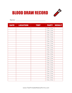 Blood Draw Record