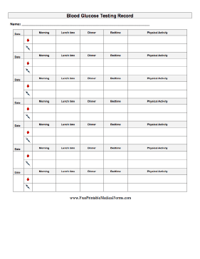 Blood Glucose Testing Record