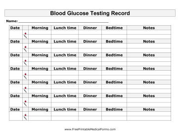 Blood Glucose Chart Large Print