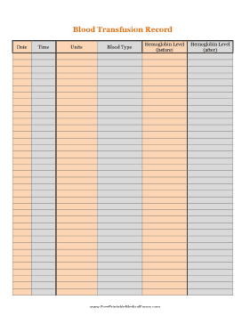 Blood Transfusion Record