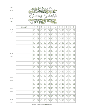 Blooming Schedule