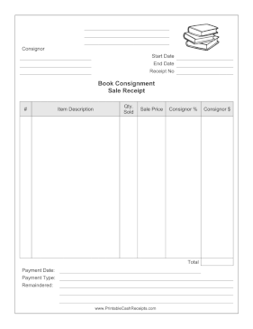 Book Consignment Sale Receipt