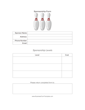 Bowling Sponsorship Form