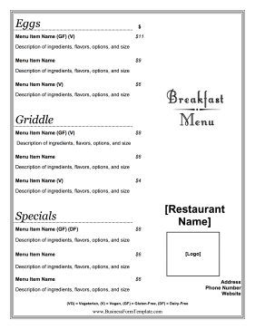 Breakfast Menu