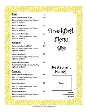 Breakfast Menu Casual