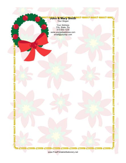 Bright Green Wreath stationery design