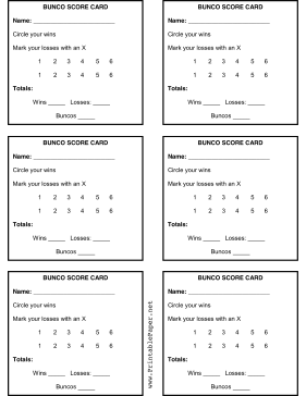 Printable Bunco Score Sheet